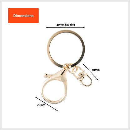 Taskmaster Gold Key Rings with Clip - 30mm - 5 Pack