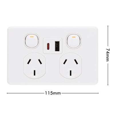 Deta x6 Double Power Point with USB A+C - White