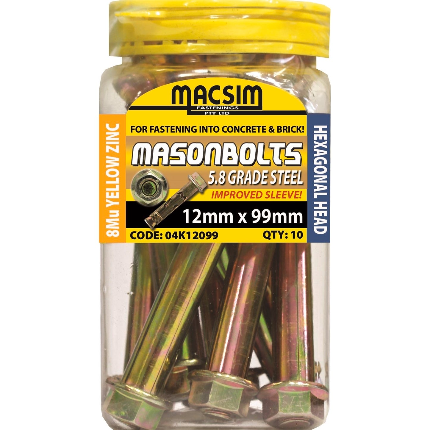 Macsim Fasteners Sleeve Anchor - 12 x 99mm - 10 Pack