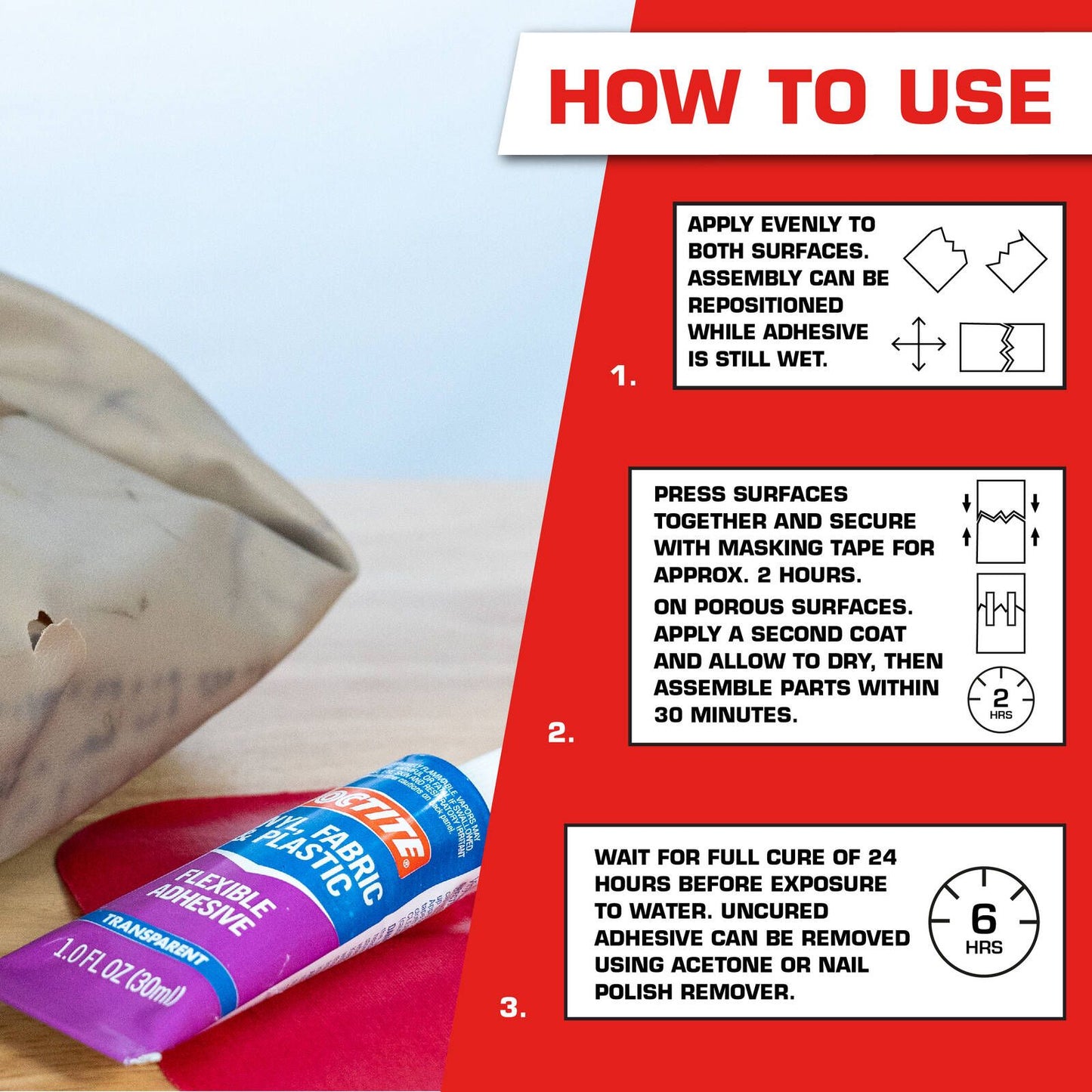 Loctite 30ml Vinyl Fabric and Plastic Flexible Adhesive - Clear