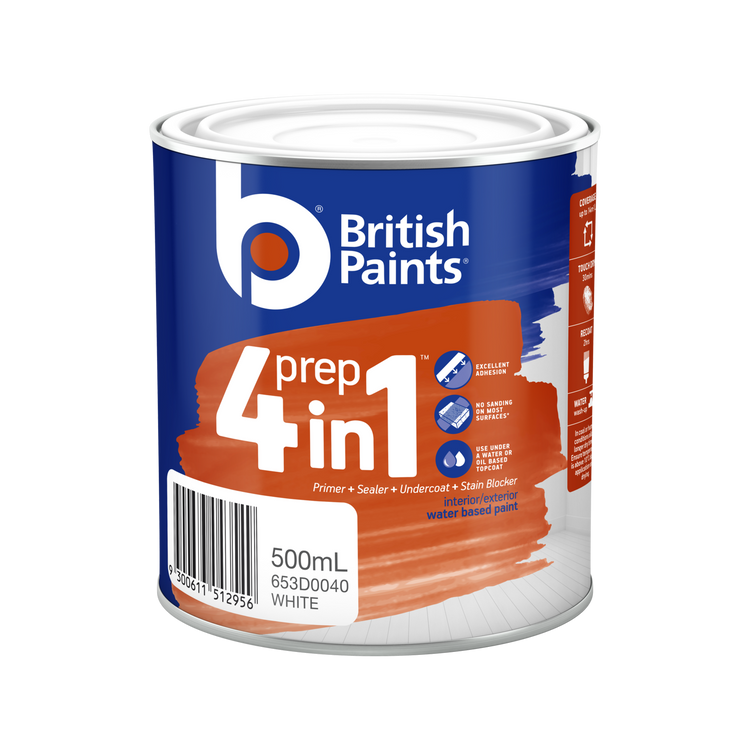 British Paints White 4 in 1 Prep Primer Sealer - 500ml