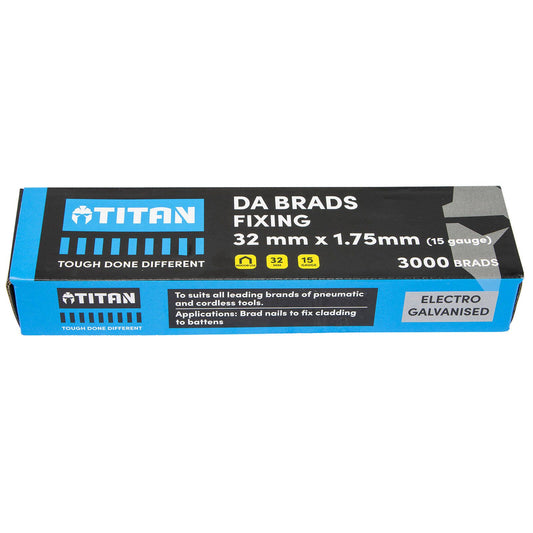 Titan Electro Galvanised Angled Collated Nail Da Brads - 32 x 1.75mm - 3000 Pack
