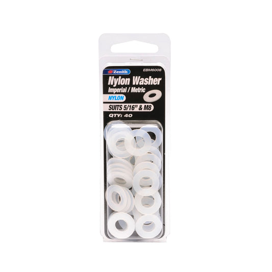 Zenith Nylon Washers - 5/16" & M8 - 40 Pack