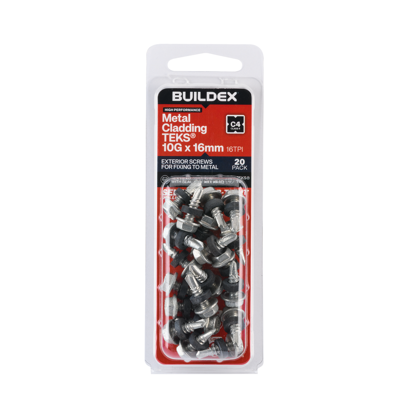 Buildex Teks Screws - 10g x 16mm - Class 4 - 20 Pack