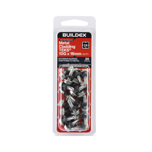 Buildex Teks Screws - 10g x 16mm - Class 4 - 20 Pack