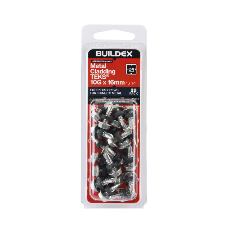Buildex Teks Screws - 10g x 16mm - Class 4 - 20 Pack