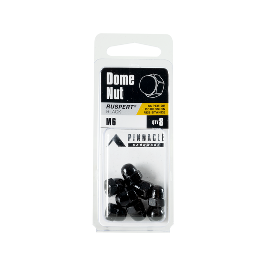 Pinnacle Black Ruspert Dome Nut - M6 - 8 Pack