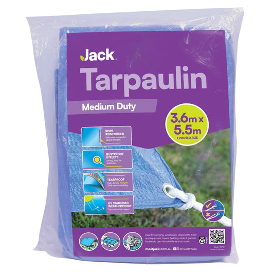 Jack Medium Duty Tarpaulin - 3.6 x 5.5m