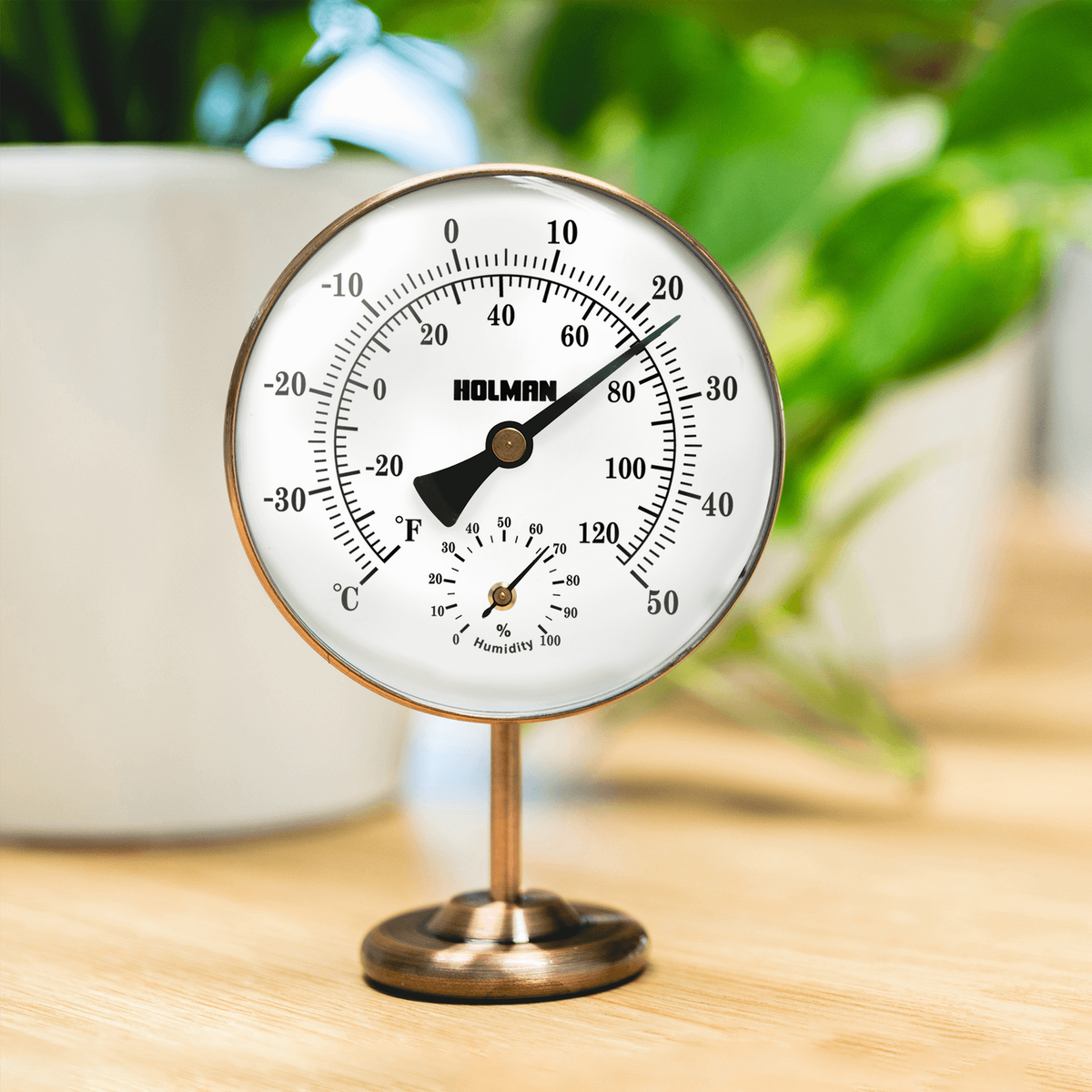 Holman Brass Thermometer and Hygrometer 25mm Easy Read Indoor Outdoor
