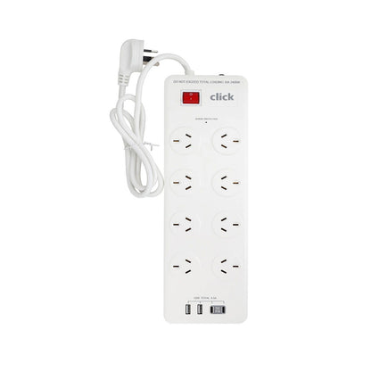 Click Power Board with USB Charger - 8 Outlet - 1m