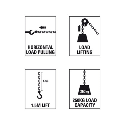 Gorilla 250kg Lever Block - 1.5m Lift - Steel - Durable Lifting Tool