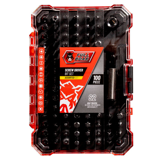 Full Boar Screwdriver Bit Set - 100 Piece - 168 x 35 x 118mm