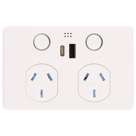 Deta Grid Smart Double Power Point - 50 x 74 x 115mm - White