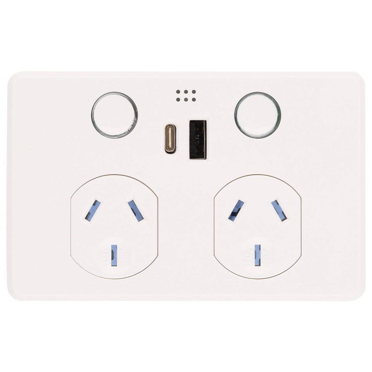 Deta Grid Smart Double Power Point - 50 x 74 x 115mm - White