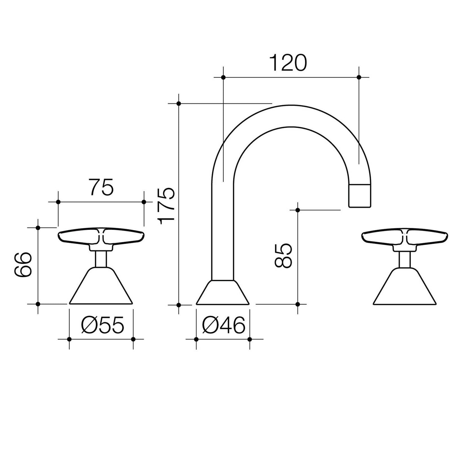 Caroma Chrome Elegance II Basin Set - 55 x 175 x 120mm