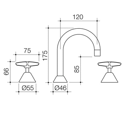 Caroma Chrome Elegance II Basin Set - 55 x 175 x 120mm