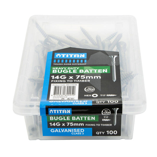 Titan Gal Bugle Batten Screw - 14g x 75mm - 100 Pack