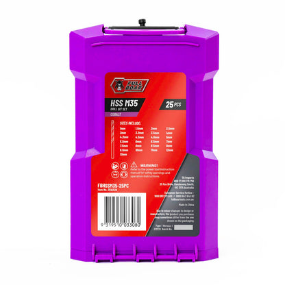 Full Boar HSS M35 Drill Bit Set - 25 Piece