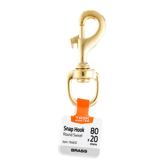 Dura Loc Snap Hook - 15 x 80mm - Brass - Round Swivel Head