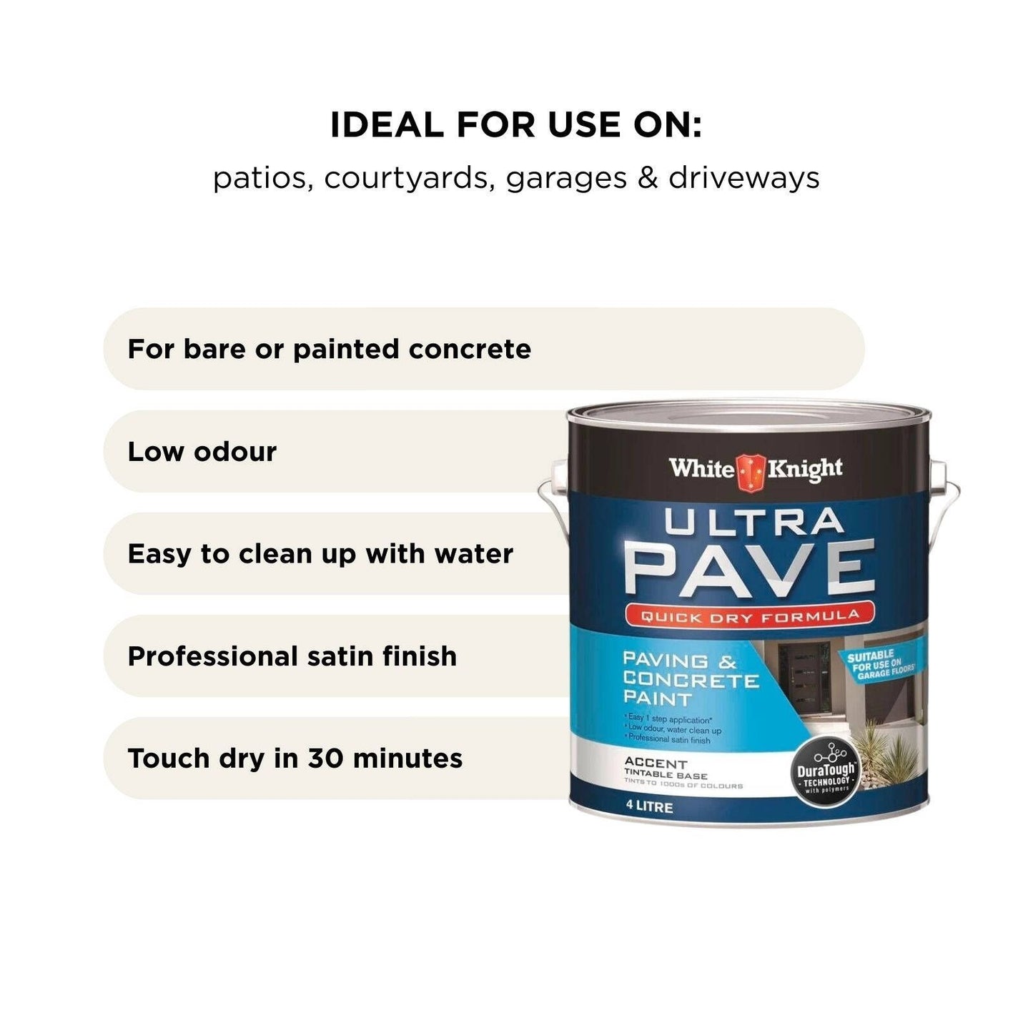 White Knight Quick Dry Paving Paint - 4L - Satin