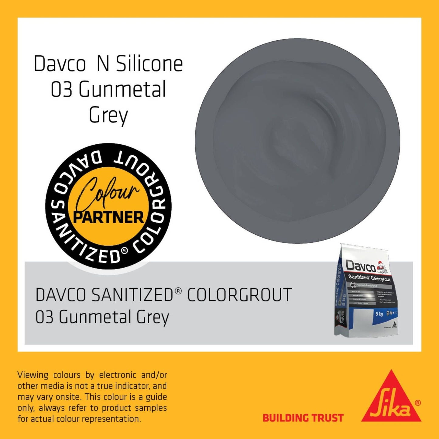 Sika Davco Neutral Cure N Silicone Sealant - 300ml - Gunmetal