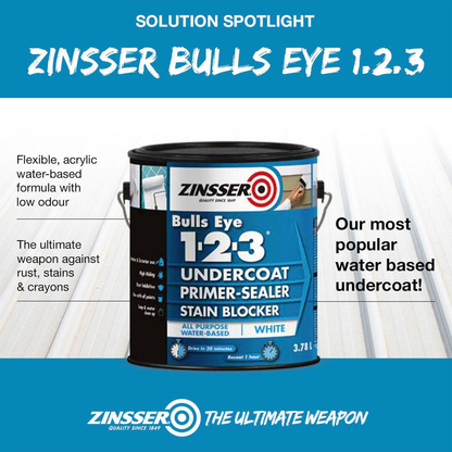 Zinsser Bulls Eye 1-2-3 Primer Sealer Stain Blocker - 1L - White