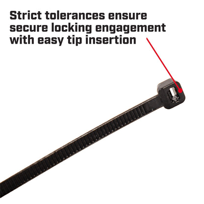 Crescent Black Cable Ties - 150 x 3.6mm - 25 Pack