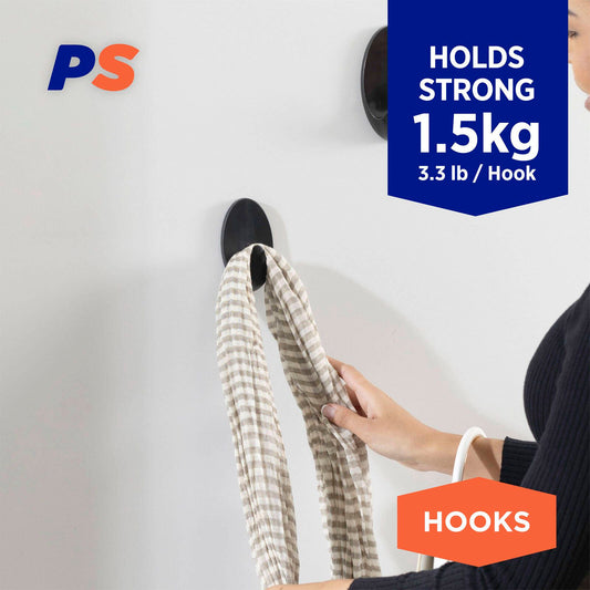 Permastik Large Black Vogue Hooks Holds 1.5kg 3 Pack