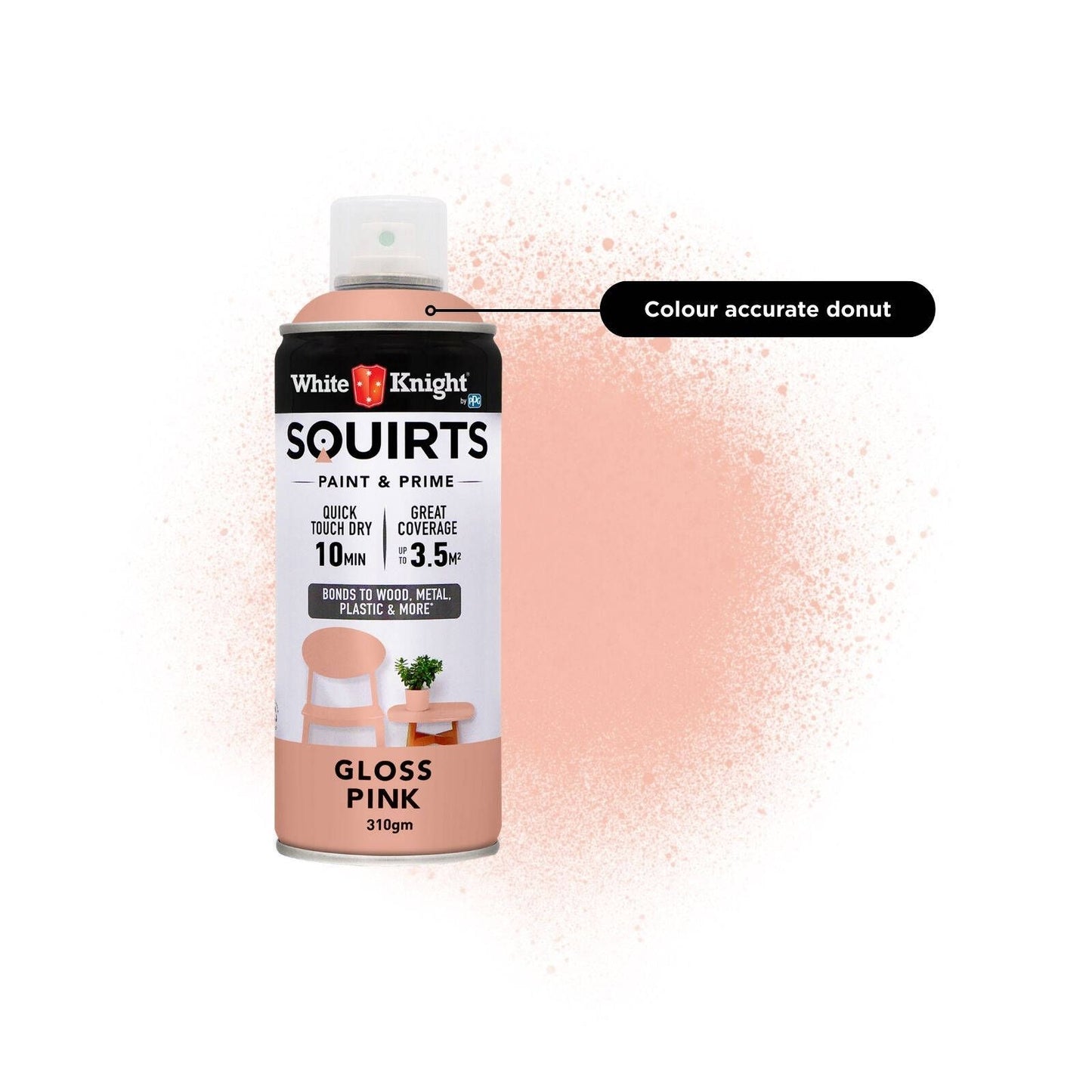 White Knight Squirts Pink Gloss Spray Paint - 310g