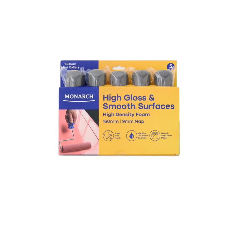 Monarch High Gloss & Smooth Surfaces Mini Rollers 160mm 5 Pack