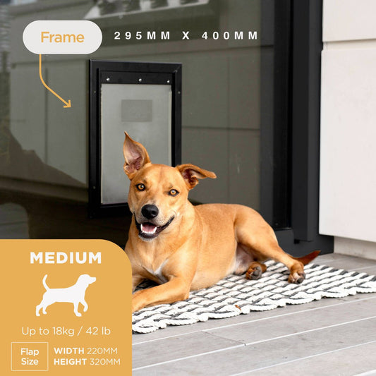 Hakuna Pets Pet Door - Medium 225mm x 305mm - Aluminium - Lockable
