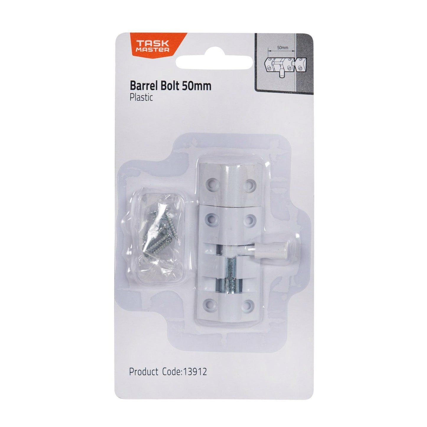 Taskmaster Plastic Barrel Bolt - 50mm - Black