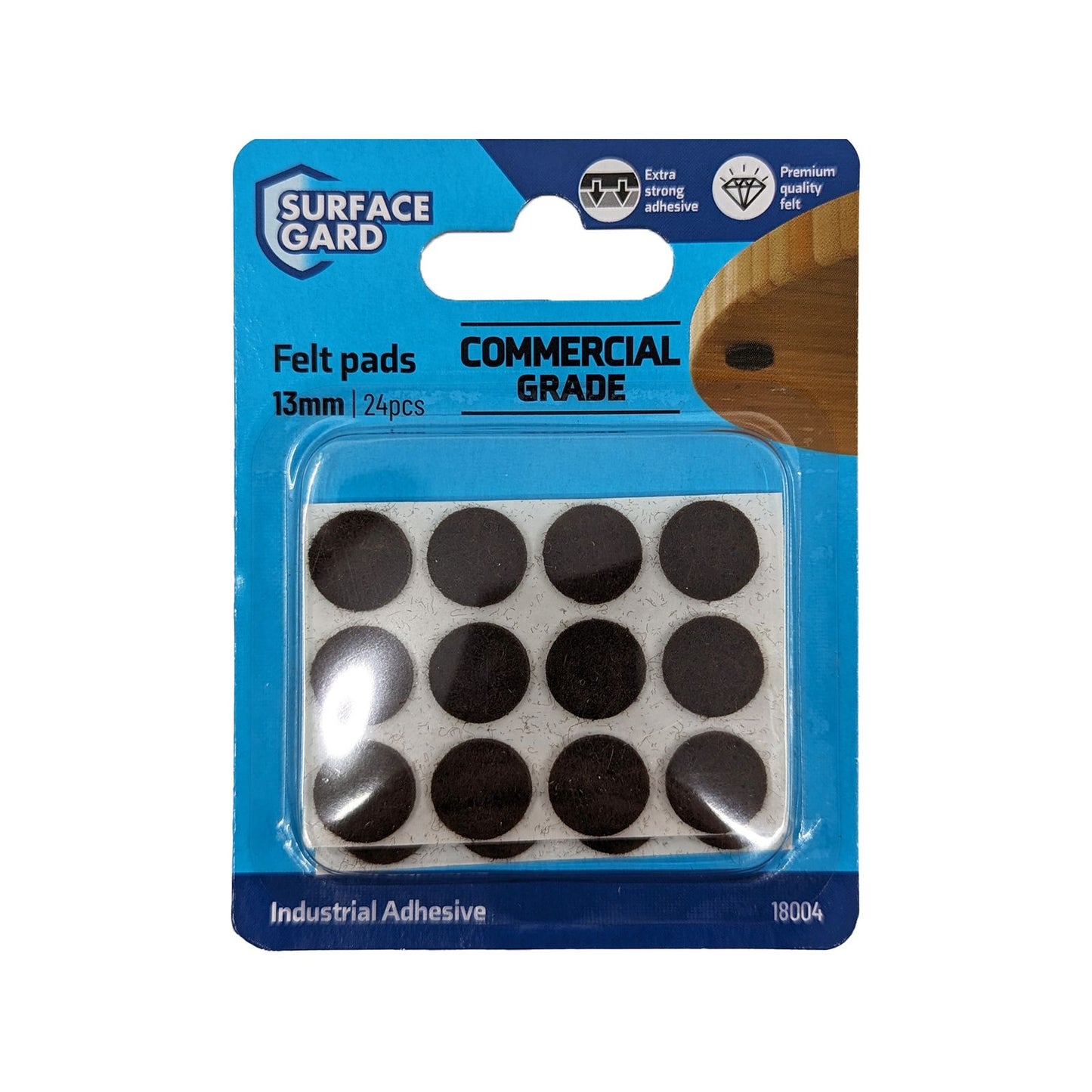 Surface Gard Round Felt Floor Protection - 13mm - 24 Pack - Brown