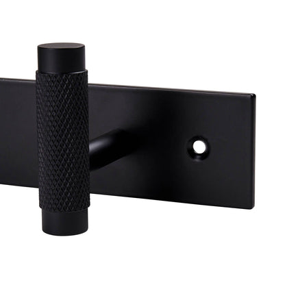 Adoored 4 Hook Black Knurled Hook Rack 400mm