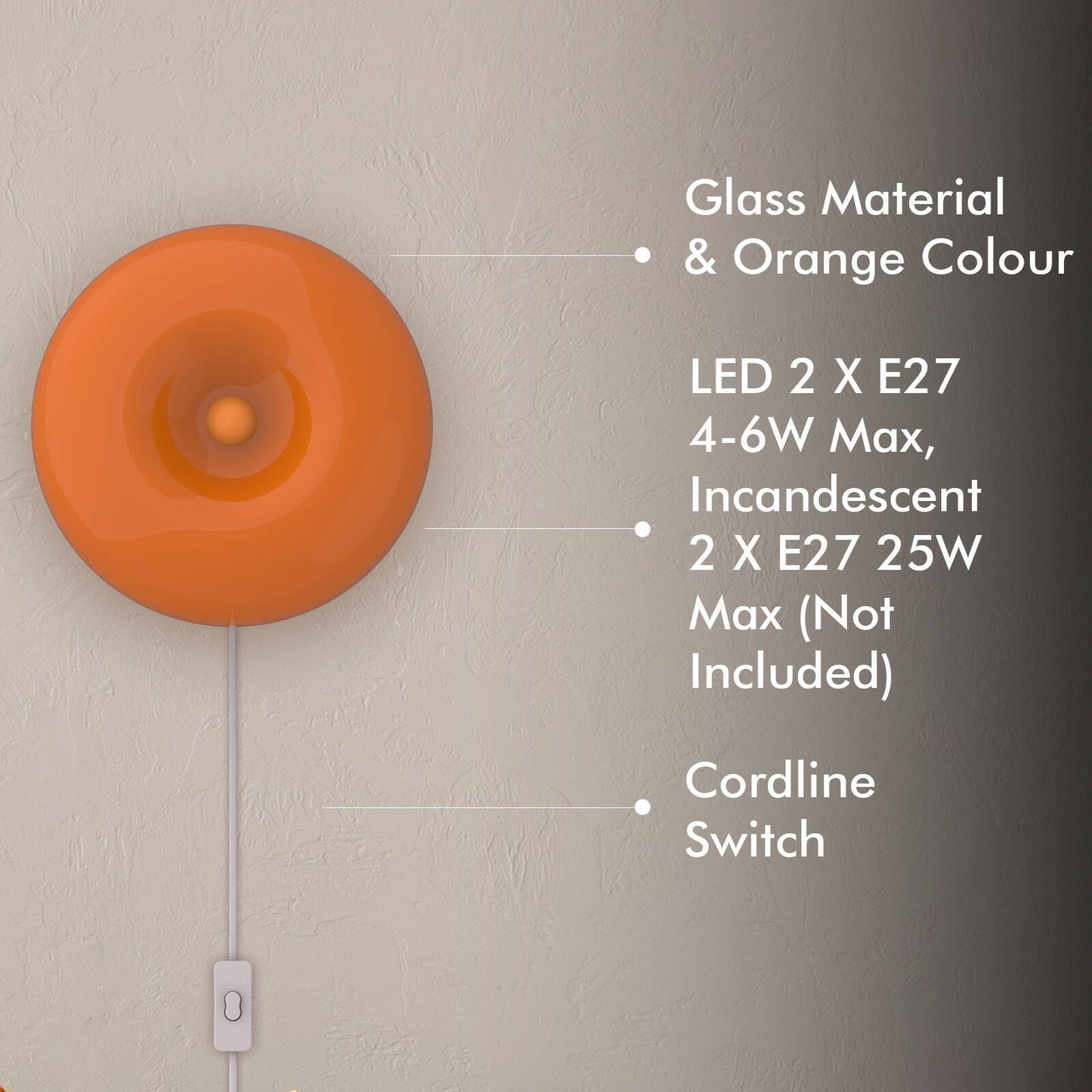 Verve Design Elton Table Wall Light - Orange - 270mm