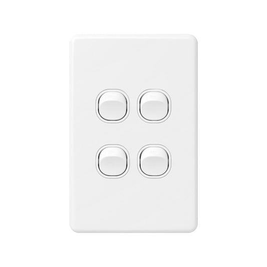 Deta X6 White Quad Vertical Switch - 4 Gang
