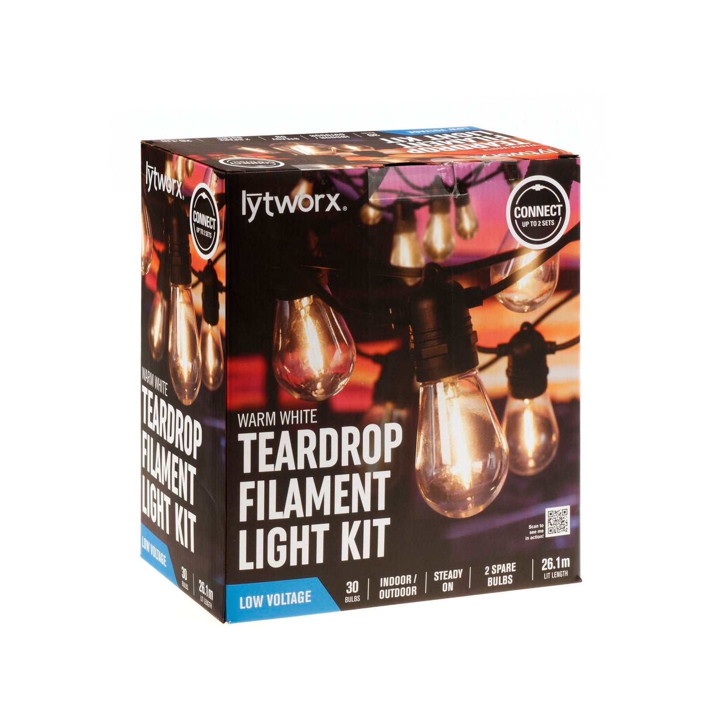 Lytworx Warm White Teardrop Filament Party Lights - 30 Pack - 26.1m