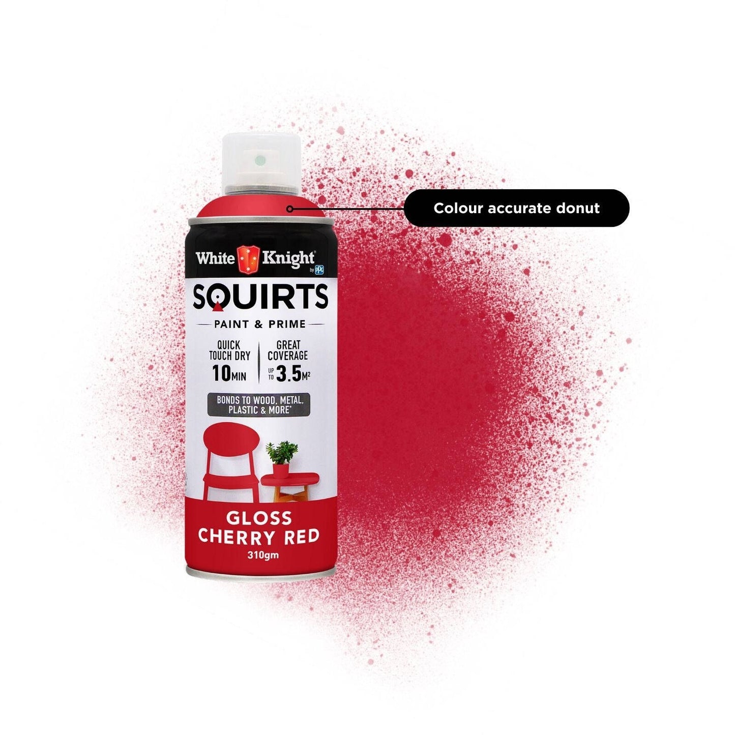 White Knight Squirts Cherry Red Gloss Spray Paint - 310g