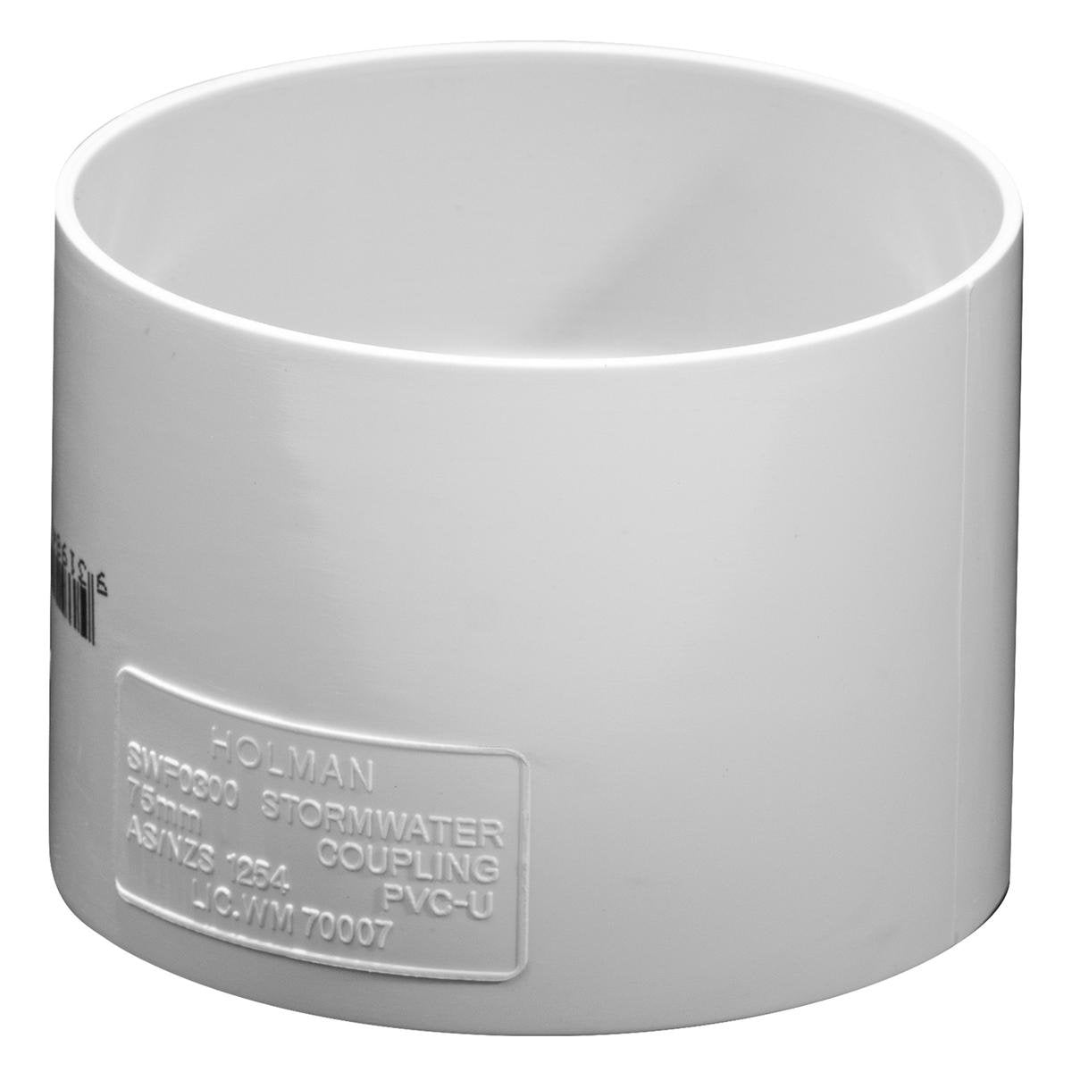 Holman Stormwater Coupling - 75mm - PVC - Watermark Approved