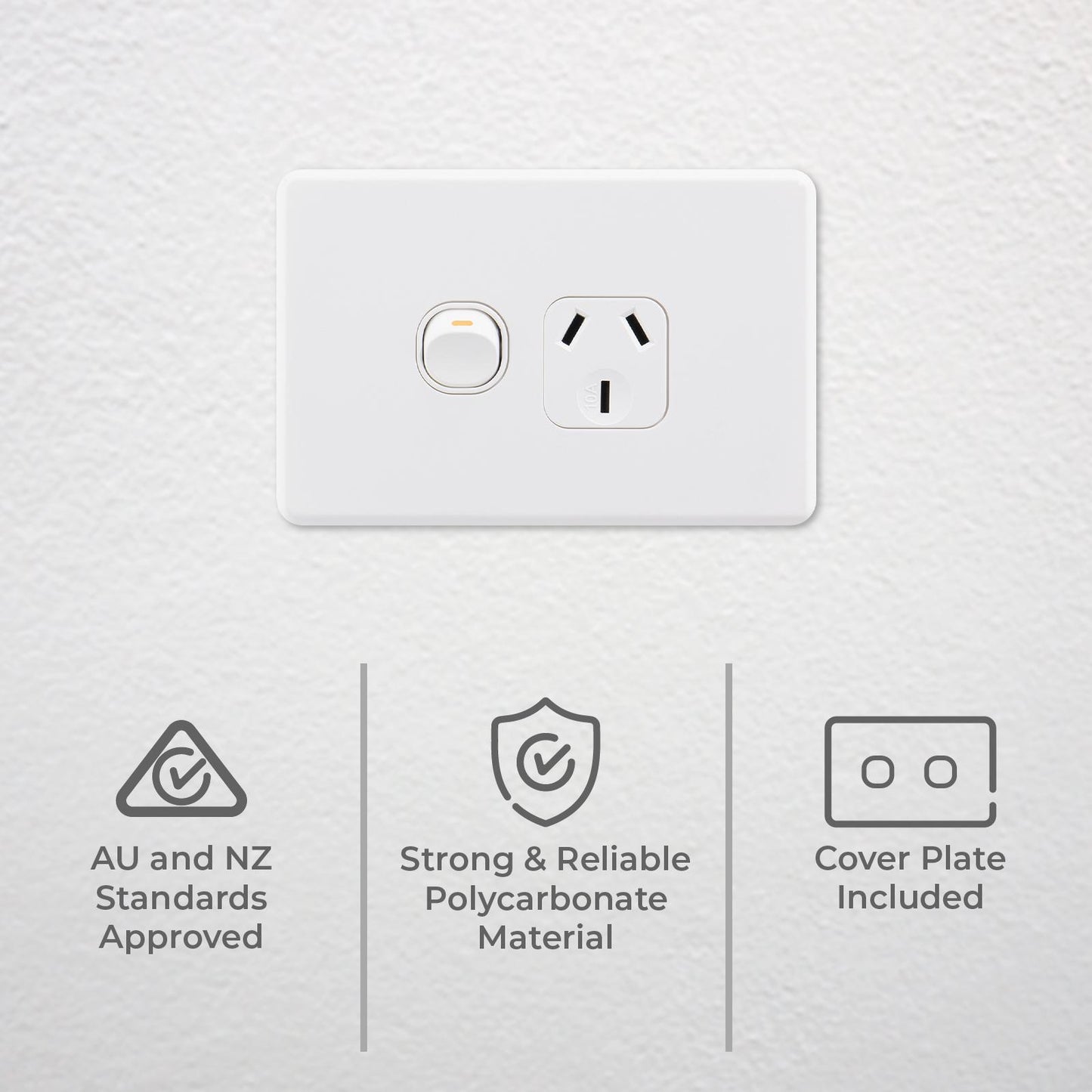 Deta X6 White 15 Amp Single Power Point
