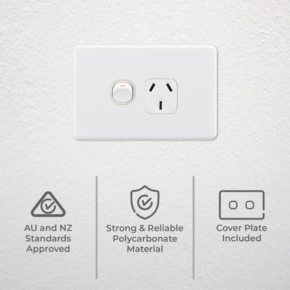 Deta X6 White 15 Amp Single Power Point