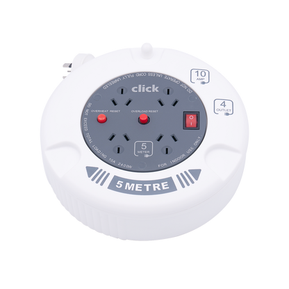 Click Cable Reel - 5m - 4 Outlets