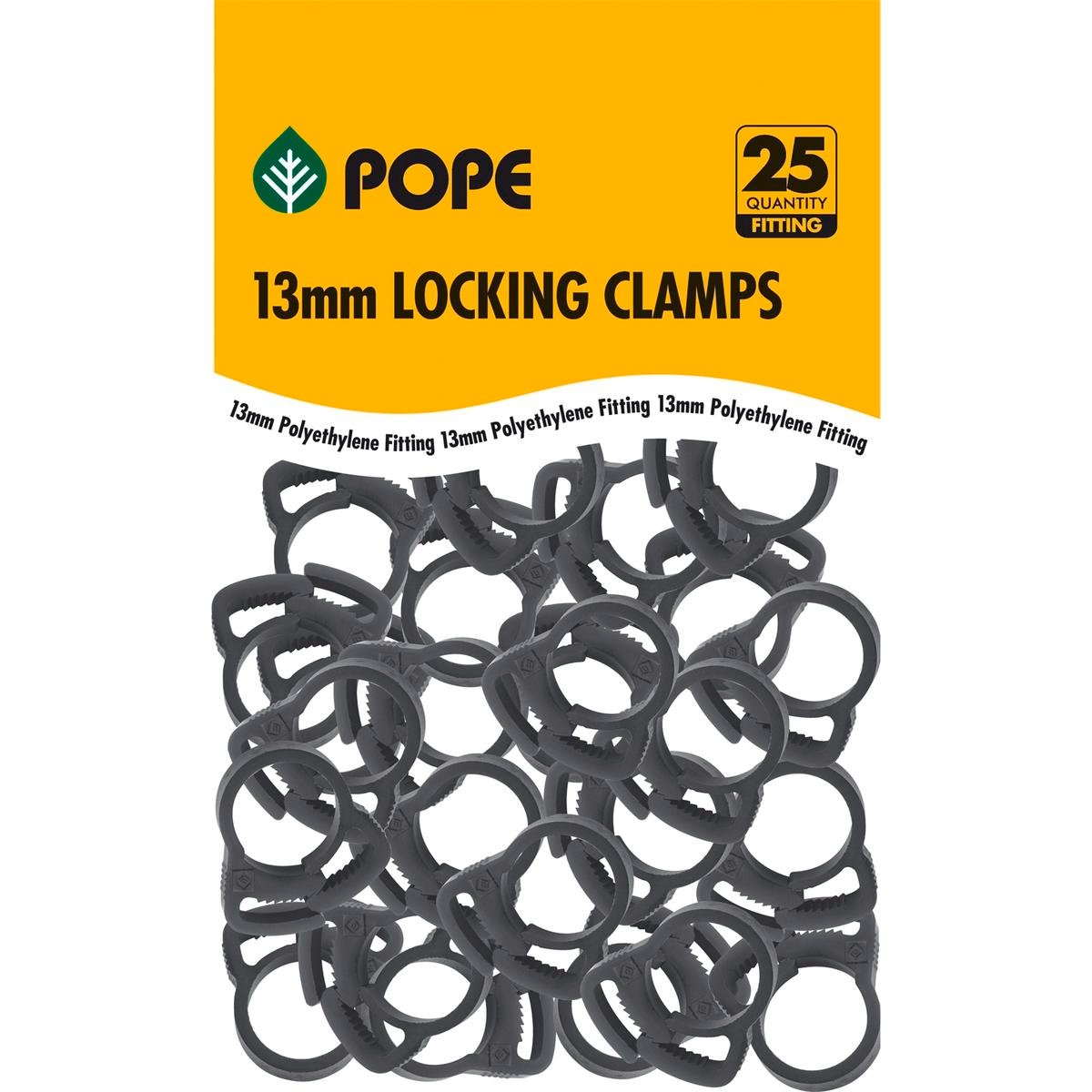 Pope 13mm Locking Clamp 25 Pack - Polypropylene - Durable Grip