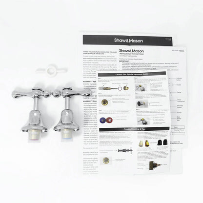 Shaw Mason Chrome 1/4 Turn Lever Basin Top Assembly - 77 x 117 x 65mm - Pair