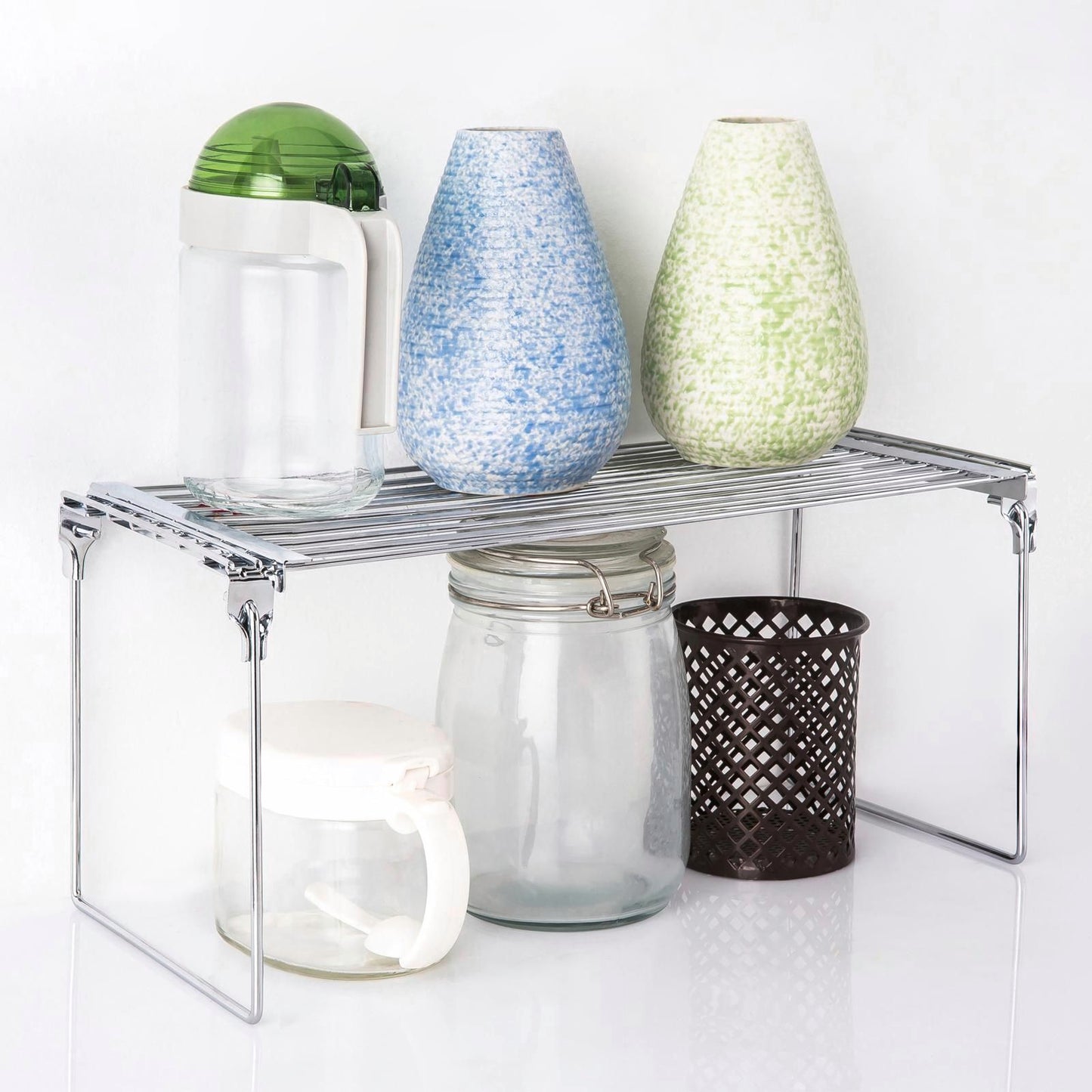 Practa Solutions Small Chrome Expandable Shelf Stacker - 400-590mm