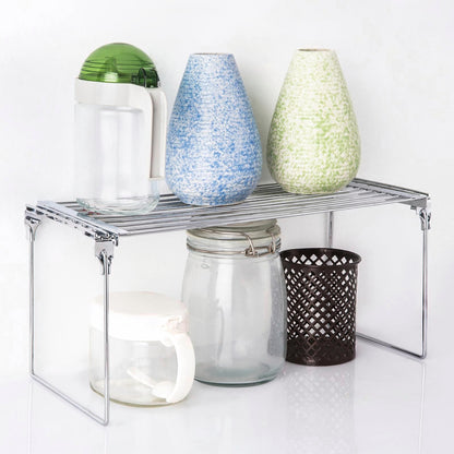 Practa Solutions Small Chrome Expandable Shelf Stacker - 400-590mm
