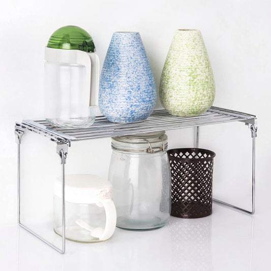 Practa Solutions Small Chrome Expandable Shelf Stacker - 400-590mm