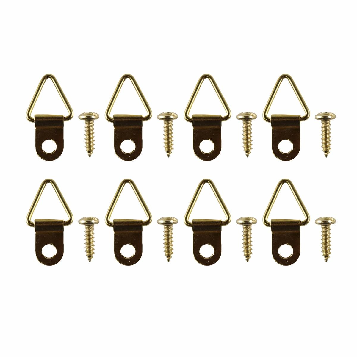 Everhang Picture Hanging D Ring - 10kg - Brass Plated - 8 Pack