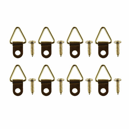 Everhang Picture Hanging D Ring - 10kg - Brass Plated - 8 Pack