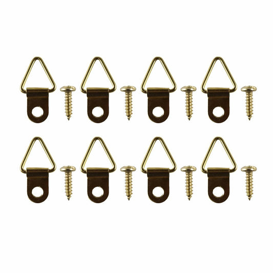 Everhang Picture Hanging D Ring - 10kg - Brass Plated - 8 Pack